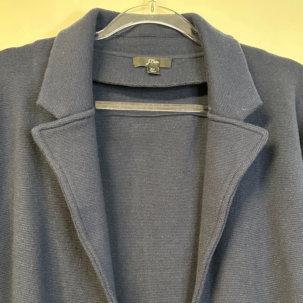 J. Crew Navy Wool Blend Open-Front Longline Cardigan Women’s Plus 2X - Picture 5 of 6